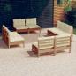 Preview: ARDEBO.de - 8-tlg. Garten-Lounge-Set mit Creme Kissen Kiefernholz