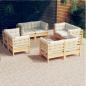 Preview: ARDEBO.de - 8-tlg. Garten-Lounge-Set mit Creme Kissen Kiefernholz