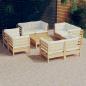 Preview: ARDEBO.de - 9-tlg. Garten-Lounge-Set mit Creme Kissen Kiefernholz