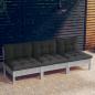 Preview: ARDEBO.de - 3-Sitzer-Gartensofa mit Anthrazit Kissen Massivholz Kiefer