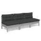 Preview: 3-Sitzer-Gartensofa mit Anthrazit Kissen Massivholz Kiefer