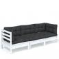 Preview: 3-Sitzer-Gartensofa mit Anthrazit Kissen Massivholz Kiefer