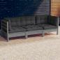 Preview: ARDEBO.de - 3-Sitzer-Gartensofa mit Anthrazit Kissen Massivholz Kiefer