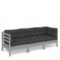 Preview: 3-Sitzer-Gartensofa mit Anthrazit Kissen Massivholz Kiefer