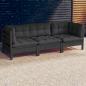 Preview: ARDEBO.de - 3-Sitzer-Gartensofa mit Anthrazit Kissen Massivholz Kiefer