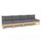 Preview: 4-Sitzer-Gartensofa mit Grauen Kissen Massivholz Kiefer