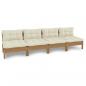 Preview: 4-Sitzer-Gartensofa mit Creme Kissen Massivholz Kiefer