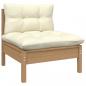 Preview: 4-Sitzer-Gartensofa mit Creme Kissen Massivholz Kiefer