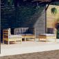 Preview: ARDEBO.de - 4-tlg. Garten-Lounge-Set mit Grauen Kissen Kiefer Massivholz