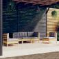 Preview: ARDEBO.de - 5-tlg. Garten-Lounge-Set mit Grauen Kissen Kiefer Massivholz