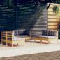 Preview: ARDEBO.de - 6-tlg. Garten-Lounge-Set mit Grauen Kissen Kiefer Massivholz