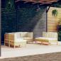 Preview: ARDEBO.de - 6-tlg. Garten-Lounge-Set mit Creme Kissen Massivholz Kiefer