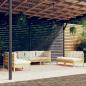 Preview: ARDEBO.de - 7-tlg. Garten-Lounge-Set mit Creme Kissen Massivholz Kiefer