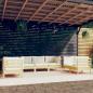 Preview: ARDEBO.de - 7-tlg. Garten-Lounge-Set mit Creme Kissen Massivholz Kiefer