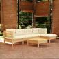 Preview: ARDEBO.de - 6-tlg. Garten-Lounge-Set mit Creme Kissen Kiefernholz