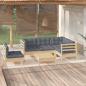 Preview: ARDEBO.de - 6-tlg. Garten-Lounge-Set mit Grauen Kissen Kiefernholz