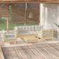 Preview: ARDEBO.de - 6-tlg. Garten-Lounge-Set mit Creme Kissen Kiefernholz