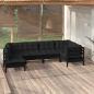 Preview: ARDEBO.de - 6-tlg. Garten-Lounge-Set mit Kissen Schwarz Kiefernholz