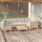 Preview: ARDEBO.de - 7-tlg. Garten-Lounge-Set mit Creme Kissen Kiefernholz