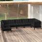 Preview: ARDEBO.de - 7-tlg. Garten-Lounge-Set mit Kissen Schwarz Kiefernholz