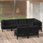 Preview: ARDEBO.de - 7-tlg. Garten-Lounge-Set mit Kissen Schwarz Kiefer Massivholz