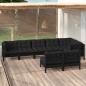 Preview: ARDEBO.de - 8-tlg. Garten-Lounge-Set mit Kissen Schwarz Massivholz Kiefer