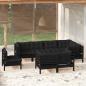 Preview: ARDEBO.de - 8-tlg. Garten-Lounge-Set mit Kissen Schwarz Massivholz Kiefer