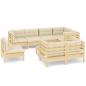 Preview: 9-tlg. Garten-Lounge-Set mit Creme Kissen Massivholz Kiefer