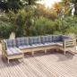 Preview: ARDEBO.de - 7-tlg. Garten-Lounge-Set mit Grauen Kissen Kiefer Massivholz