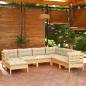 Preview: ARDEBO.de - 7-tlg. Garten-Lounge-Set mit Creme Kissen Massivholz Kiefer