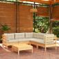 Preview: ARDEBO.de - 6-tlg. Garten-Lounge-Set mit Creme Kissen Massivholz Kiefer