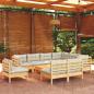 Preview: ARDEBO.de - 10-tlg. Garten-Lounge-Set mit Creme Kissen Massivholz Kiefer