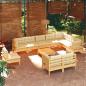 Preview: ARDEBO.de - 11-tlg. Garten-Lounge-Set mit Creme Kissen Massivholz Kiefer