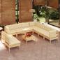 Preview: ARDEBO.de - 10-tlg. Garten-Lounge-Set mit Creme Kissen Massivholz Kiefer