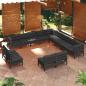 Preview: ARDEBO.de - 13-tlg. Garten-Lounge-Set mit Kissen Schwarz Massivholz Kiefer