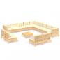 Preview: 14-tlg. Garten-Lounge-Set mit Creme Kissen Massivholz Kiefer