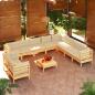 Preview: ARDEBO.de - 11-tlg. Garten-Lounge-Set mit Creme Kissen Massivholz Kiefer