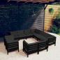 Preview: ARDEBO.de - 11-tlg. Garten-Lounge-Set mit Kissen Schwarz Massivholz Kiefer