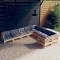 Preview: ARDEBO.de - 9-tlg. Garten-Lounge-Set mit Grauen Kissen Kiefernholz