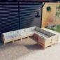 Preview: ARDEBO.de - 9-tlg. Garten-Lounge-Set mit Creme Kissen Kiefernholz