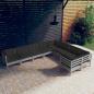 Preview: ARDEBO.de - 9-tlg. Garten-Lounge-Set mit Kissen Grau Kiefernholz