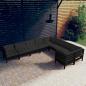 Preview: ARDEBO.de - 9-tlg. Garten-Lounge-Set mit Kissen Schwarz Kiefernholz