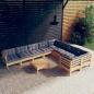 Preview: ARDEBO.de - 10-tlg. Garten-Lounge-Set mit Grauen Kissen Kiefernholz