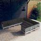 Preview: ARDEBO.de - 10-tlg. Garten-Lounge-Set mit Kissen Grau Kiefernholz