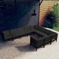 Preview: ARDEBO.de - 10-tlg. Garten-Lounge-Set mit Kissen Schwarz Kiefernholz