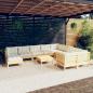 Preview: ARDEBO.de - 11-tlg. Garten-Lounge-Set mit Creme Kissen Kiefernholz