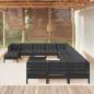 Preview: ARDEBO.de - 13-tlg. Garten-Lounge-Set mit Kissen Schwarz Kiefernholz