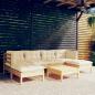 Preview: ARDEBO.de - 7-tlg. Garten-Lounge-Set mit Creme Kissen Kiefernholz