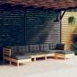 Preview: ARDEBO.de - 7-tlg. Garten-Lounge-Set mit Grauen Kissen Kiefernholz