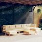 Preview: ARDEBO.de - 8-tlg. Garten-Lounge-Set mit Creme Kissen Kiefernholz